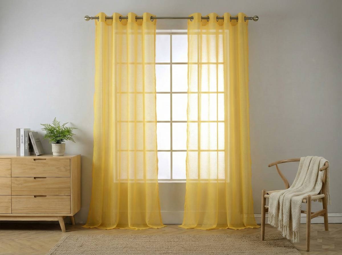 Custom-made solid sheer curtains for living room windows