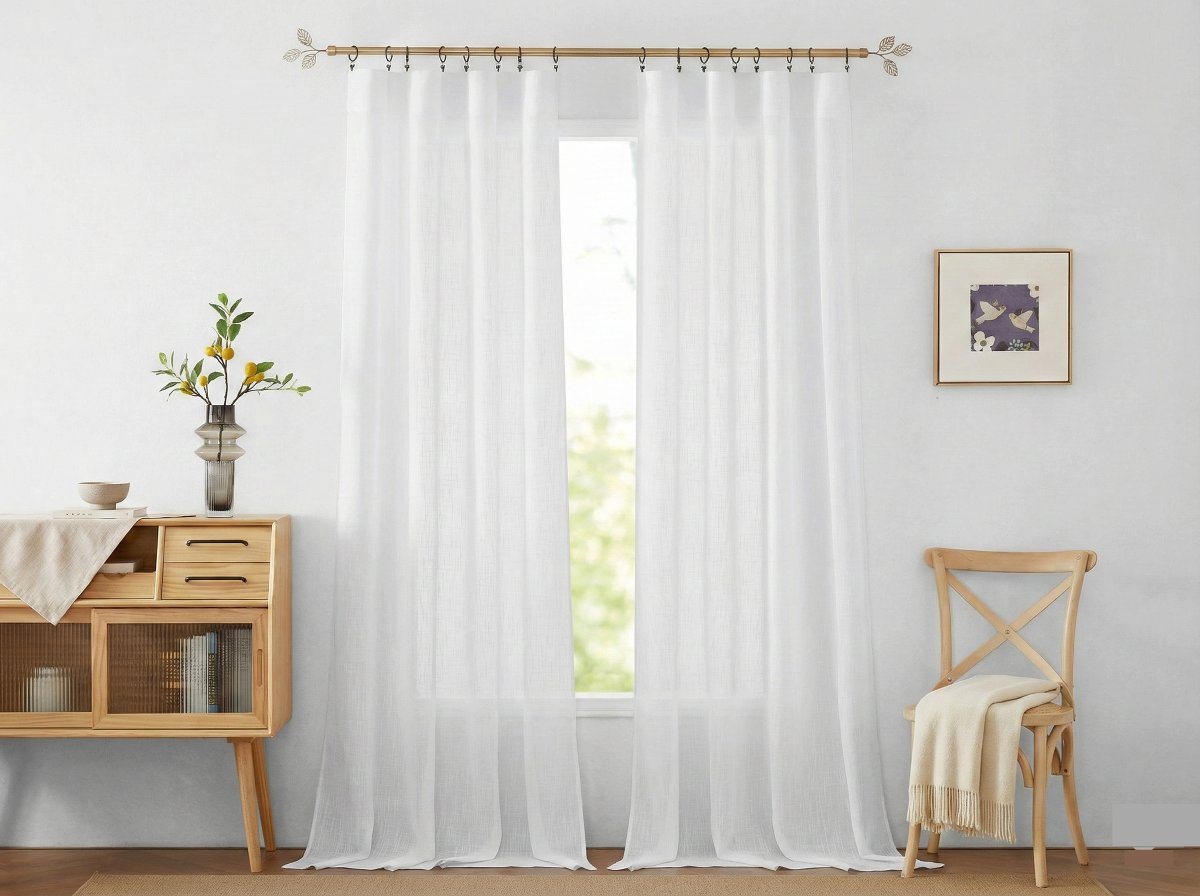 Solid sheer curtains allowing soft natural light in a Bangalore living room