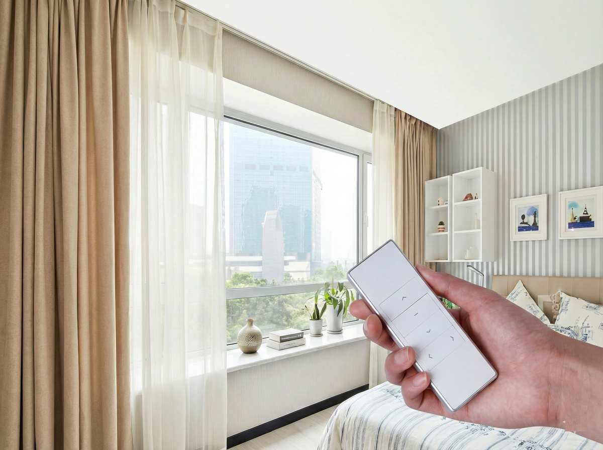 Smart curtain motorisation installed in a modern Bangalore home