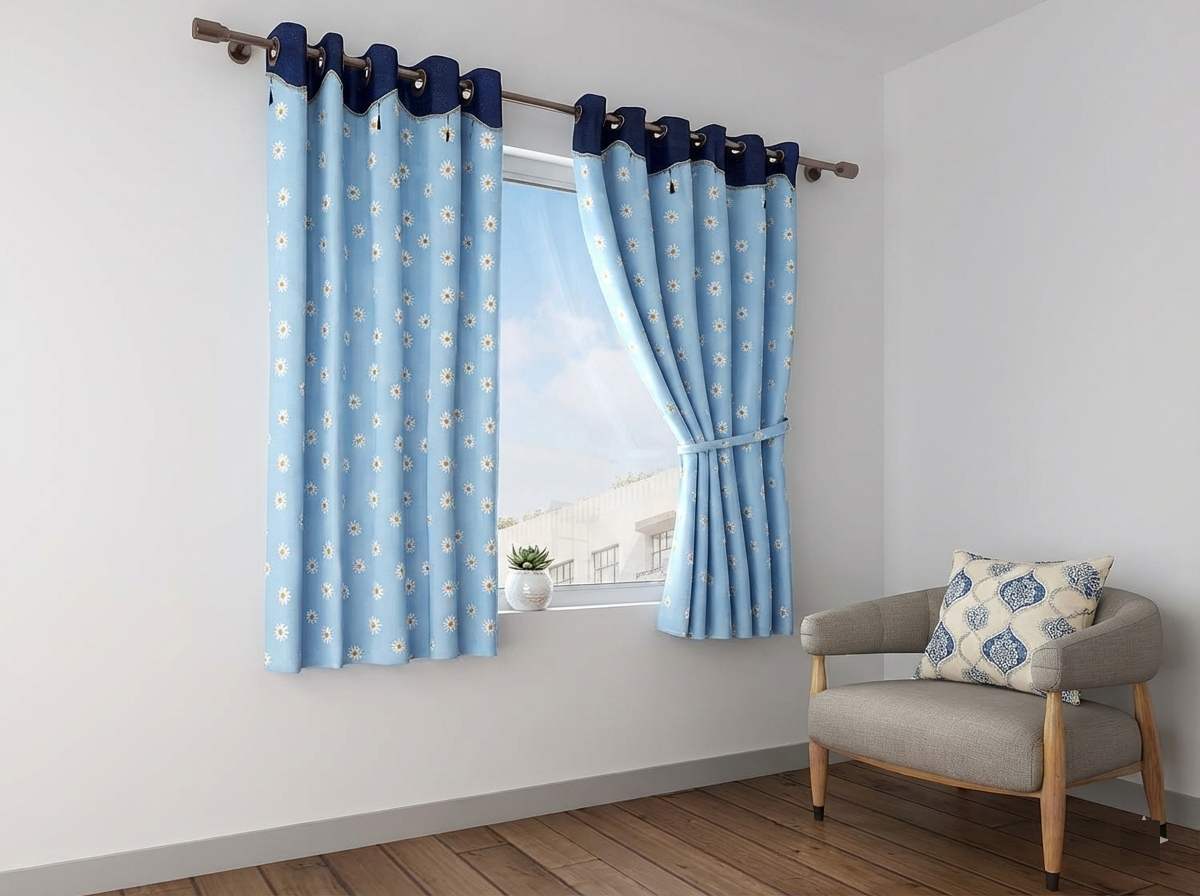 Floral embroidered curtains for an elegant bedroom interior