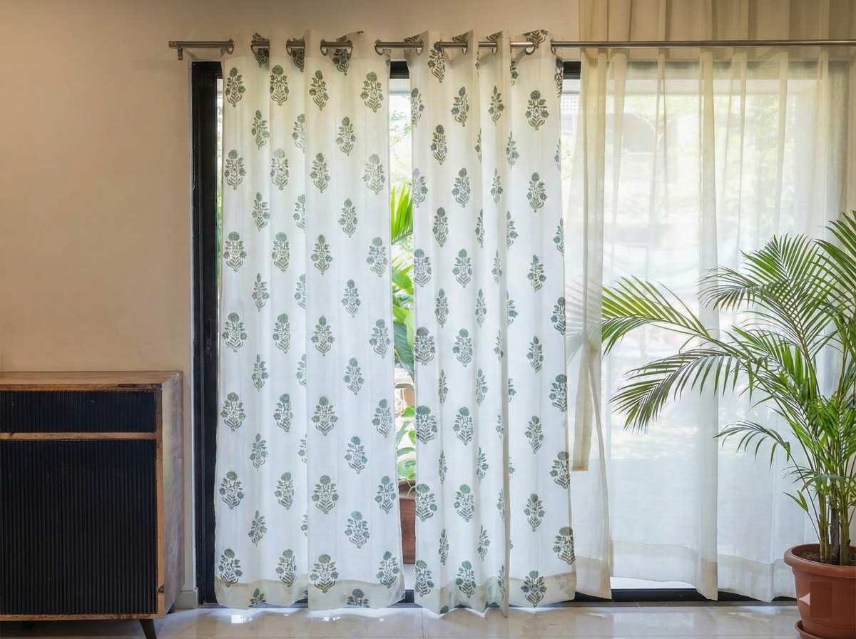 Geometric printed curtains for contemporary home interiors