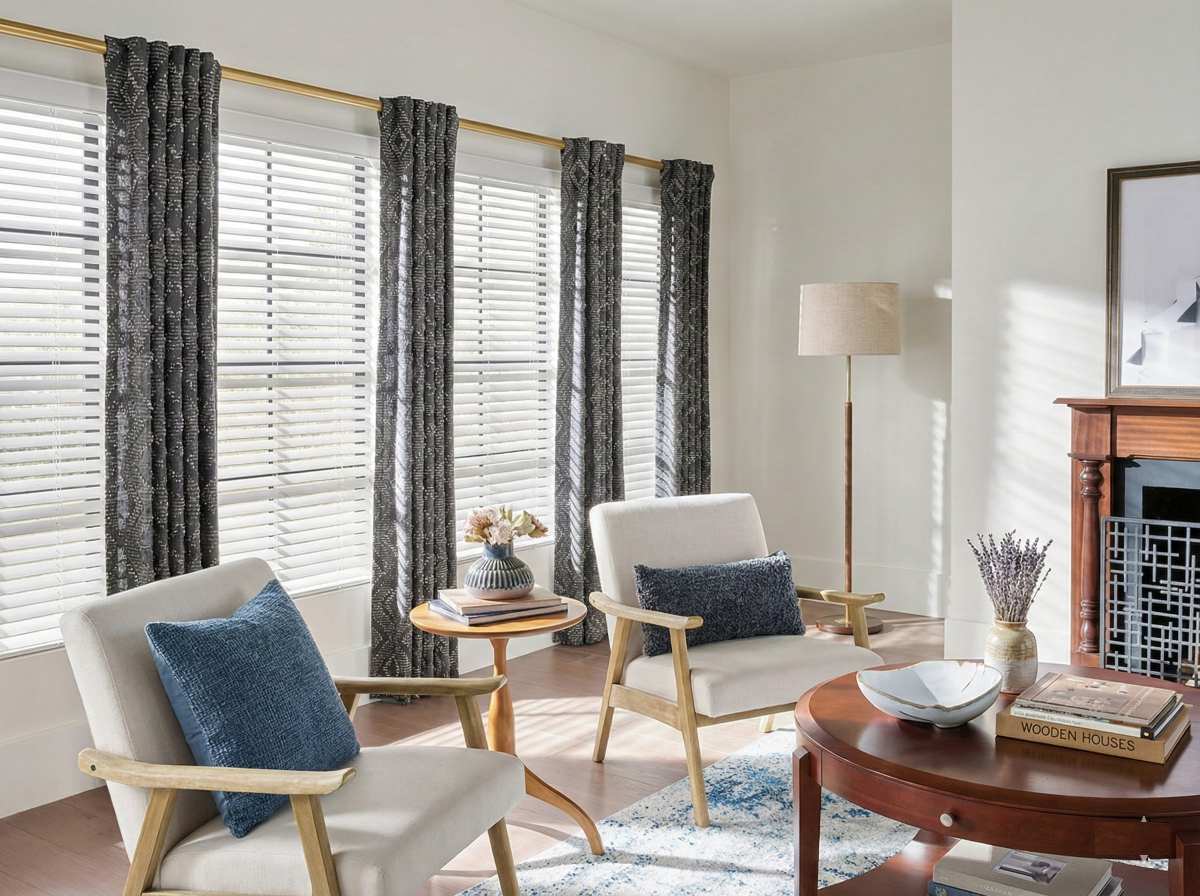 Premium wooden blinds used as elegant window treatment