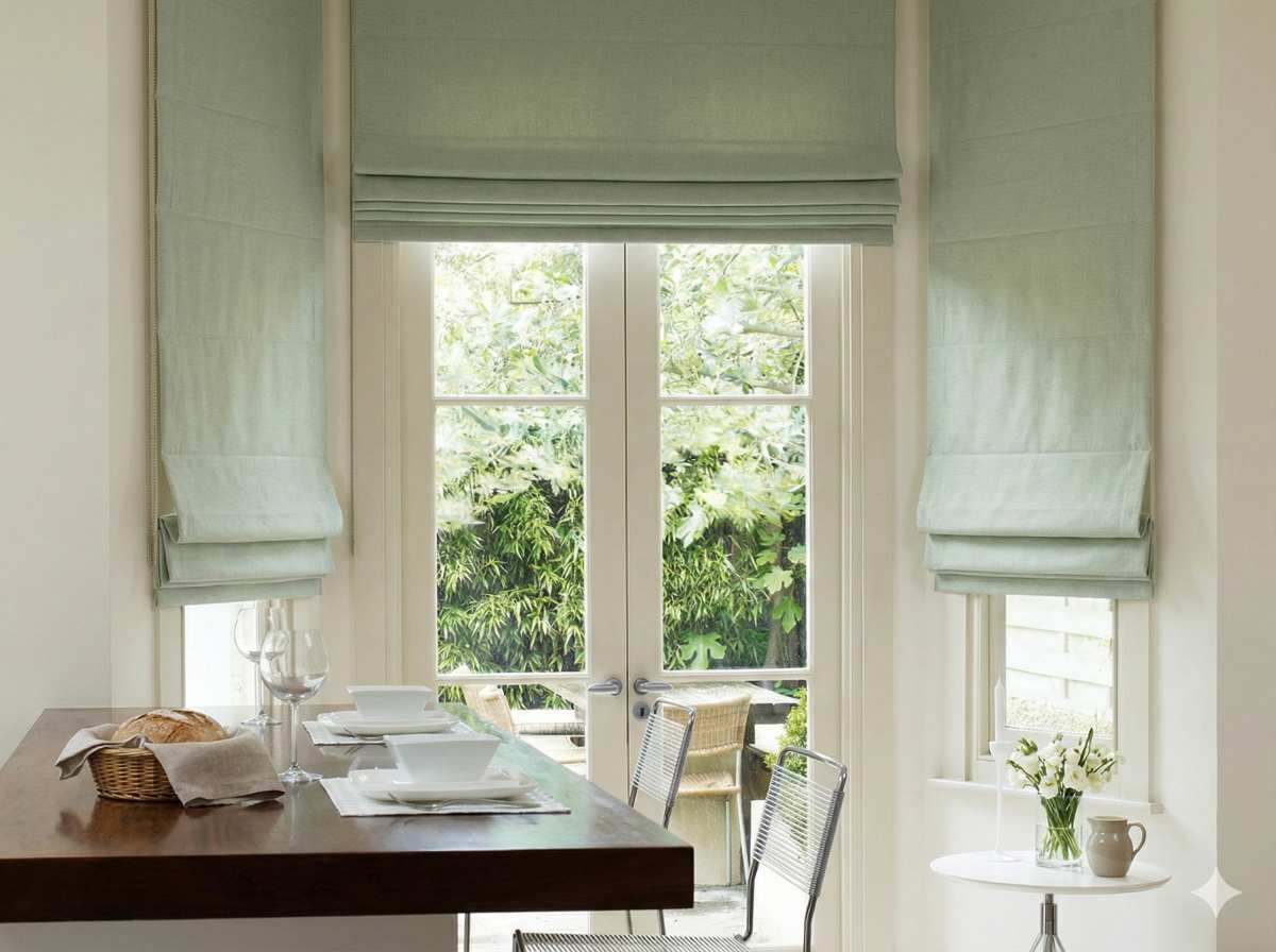 Custom Roman blinds installed in a luxury Bangalore home