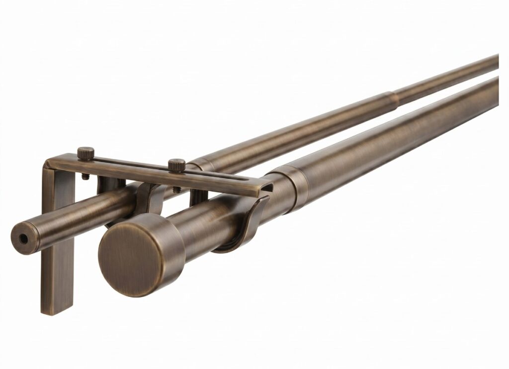 Double curtain rod setup for layered curtains in Bangalore home