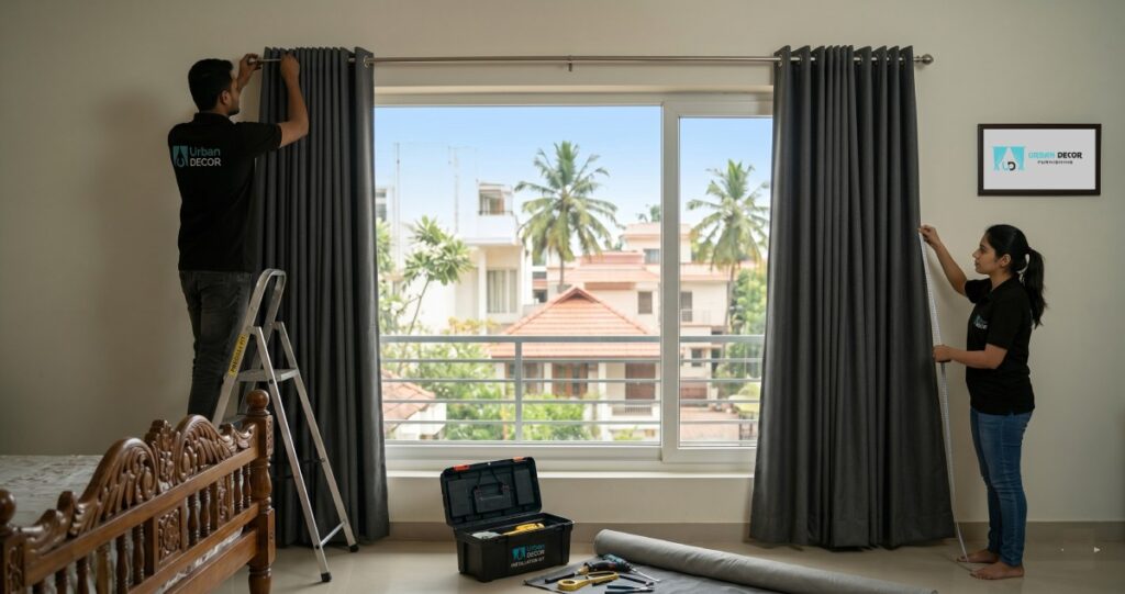 Blackout Curtains in Bangalore: Best Bedroom Designs & Heat Blocking Solutions Blackout curtains in Bangalore bedroom blocking sunlight