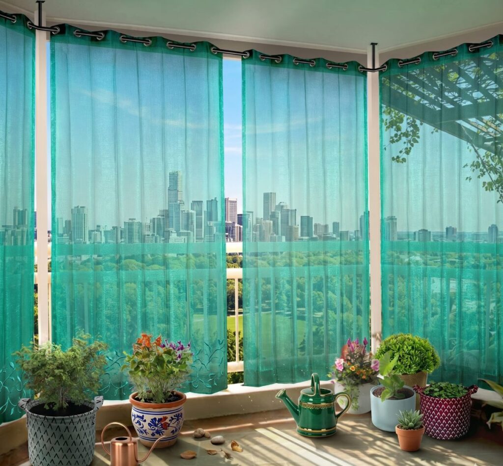 Sheer balcony curtains for modern Bangalore apartment