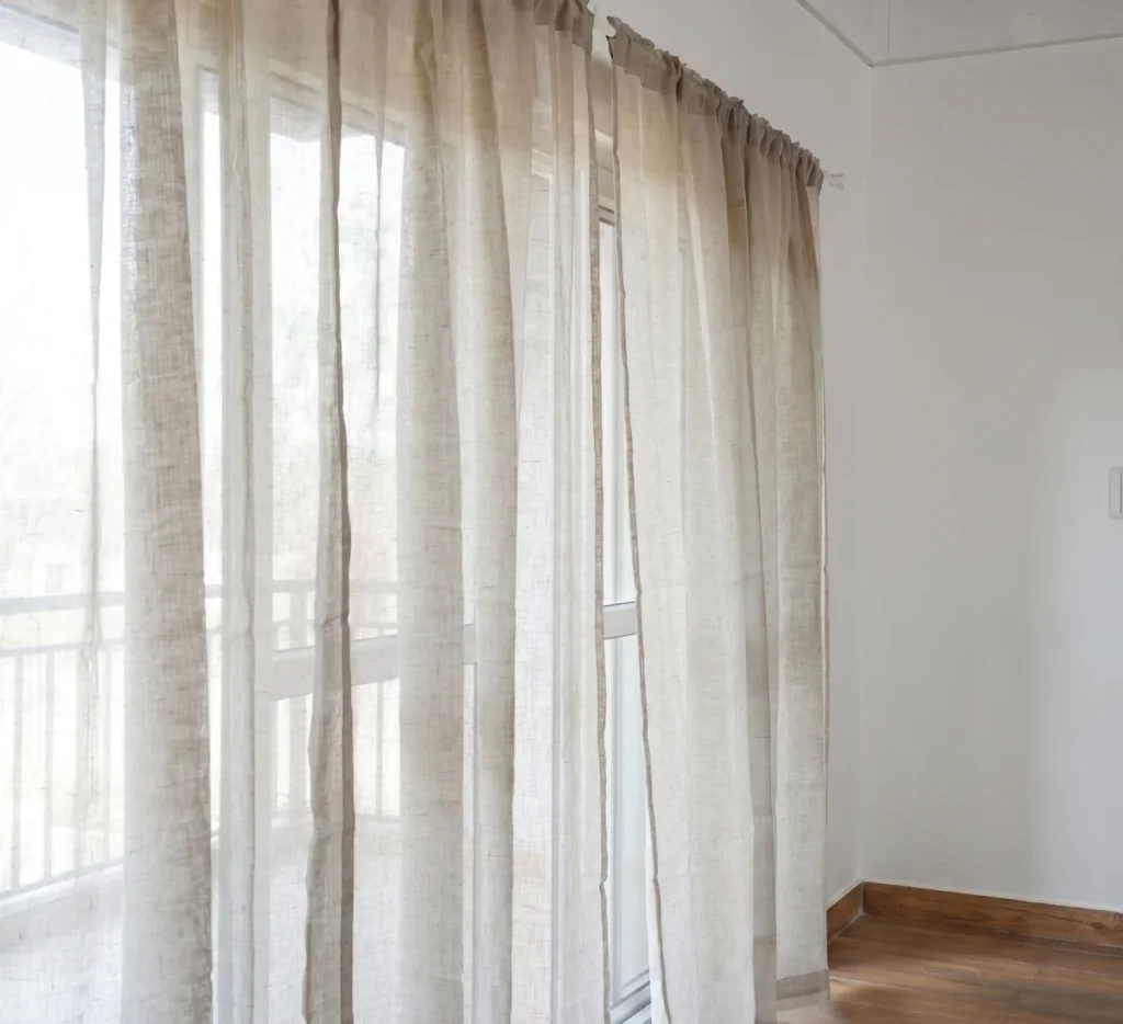 Floor-to-ceiling curtains installed in modern Bangalore living room