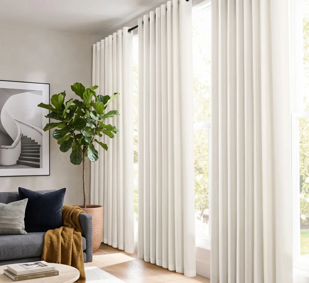 Modern linen curtains in Bangalore living room