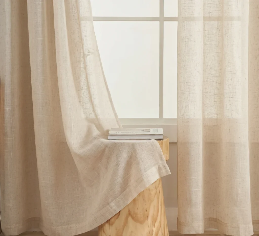 Wave style floor-to-ceiling curtains in luxury apartment