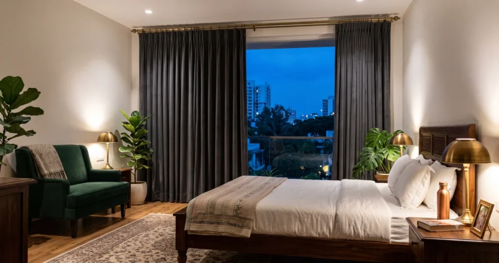 Pinch Pleat Curtains in Bangalore: Elegant Designs, Benefits & Buying Guide Blackout pinch pleat curtains for bedroom privacy